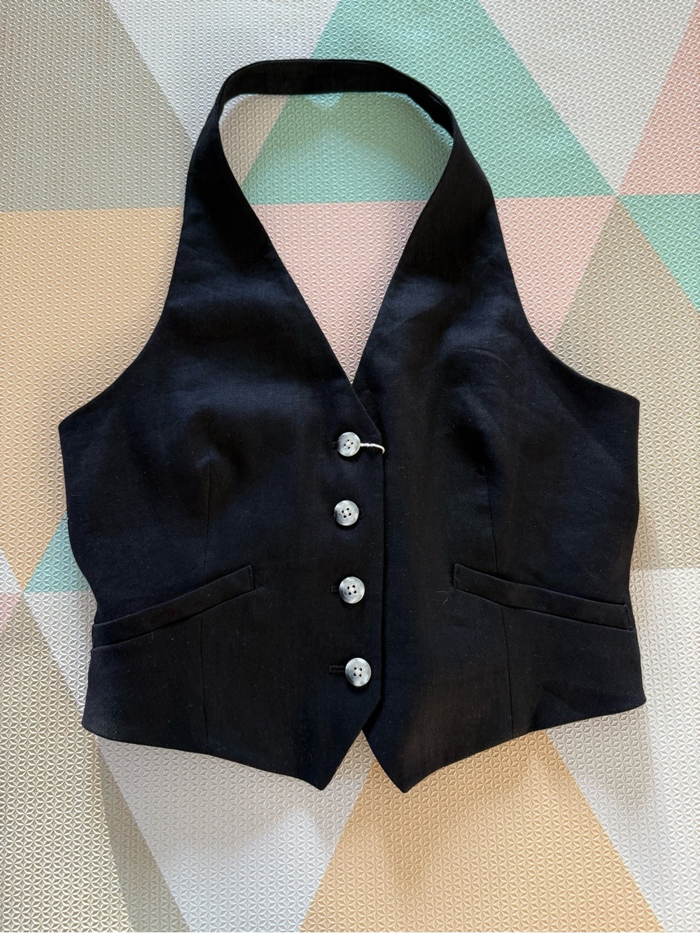 Veronica Beard Black Linen Halter Vest Size 6 NWT